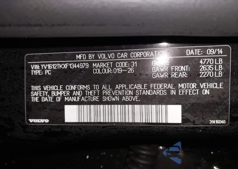 2015 Volvo S60 T5 Premier z USA, uszkodzony, nr VIN YV1612TKXF1344979